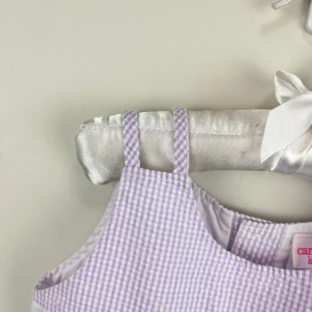 Vintage Y2K Carter's Purple Seersucker Stripe Flower Romper 18 Months